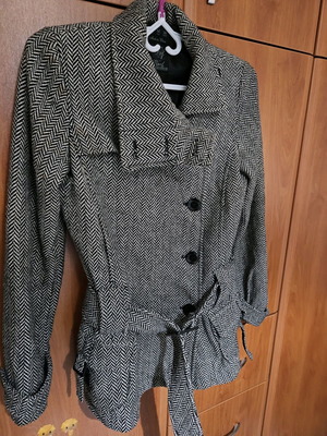 Ημιπαλτό Zara μεταχειρισμένο, μέγεθος Medium, wool collection, ψαροκόκκαλο