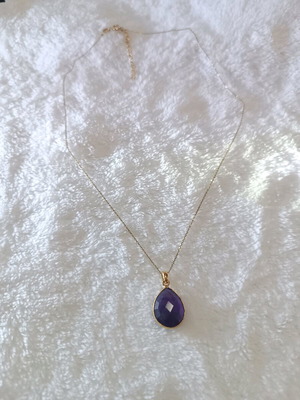 Silver 925 necklace gold plated with blue-purple mineral stone new