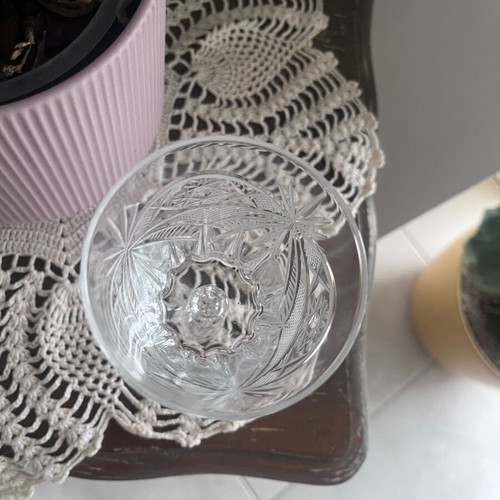 Crystal carved wine glasses like new, set of 5