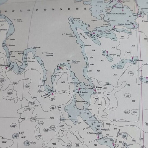Nautical map 1972 like new, South Aegean, Crete, Cyprus, Peloponnese