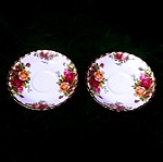  Ζευγάρι πιατάκια για φλιτζάνια του καφέ Royal Albert "old country roses" bone china England 1973-1993