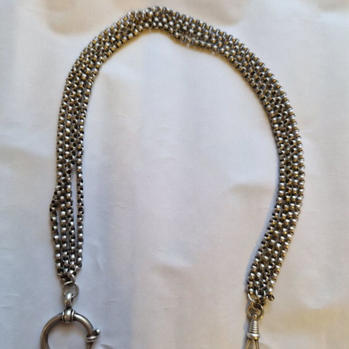 Kiousteki pocket watch chain used, vintage silver 800