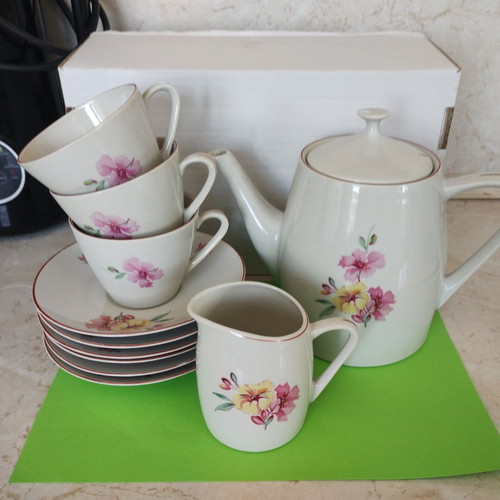 Porcelain tea set used like new, 11 pieces, vintage floral decor