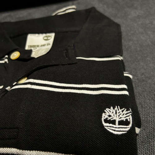 Timberland men's striped black short-sleeve polo like new