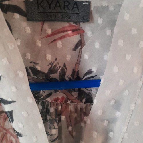 Kyara blouse used, size L, beige with ruffles