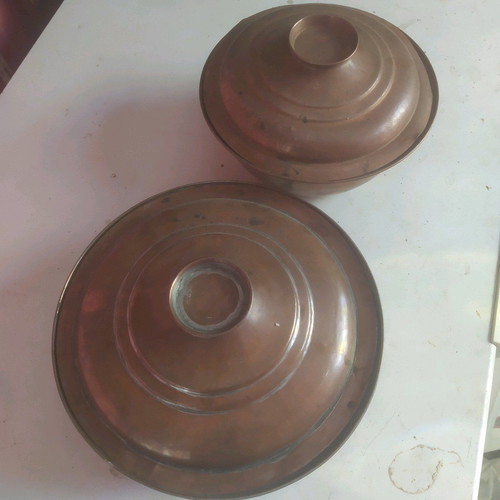 Copper pots set vintage used 20 and 25 centimeters