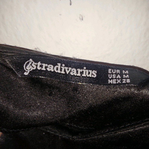 Stradivarius Black Satin Asymmetrical Dress used size M