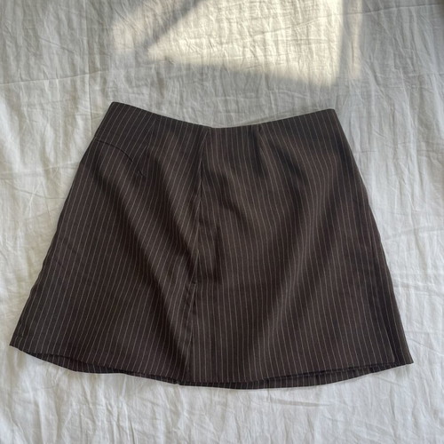 Shein brown mini skirt with white stripes, like new, size XL 42