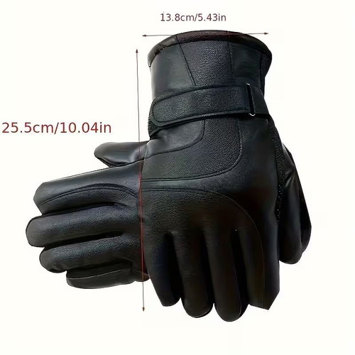Warm motorcycle gloves made of leatherette new