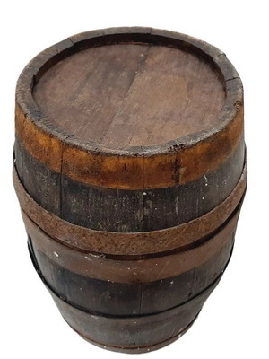 Antique wooden barrel used, rustic decor accent