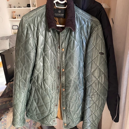 Men's unisex leather jacket Scotch Soda used, cypress color, size M
