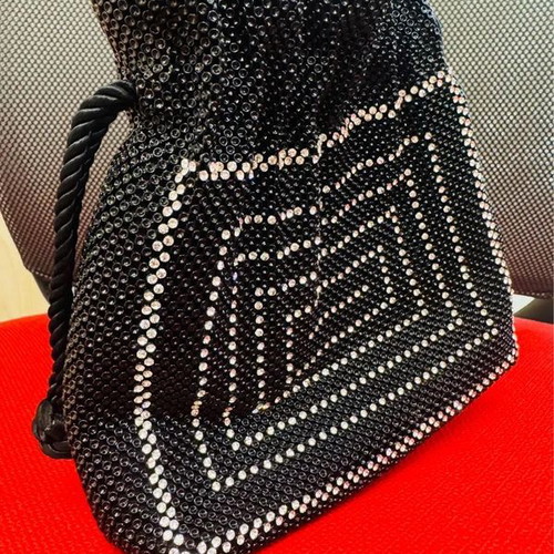 Sceilan Vintage Black Evening Crossbody Bag with Strass new