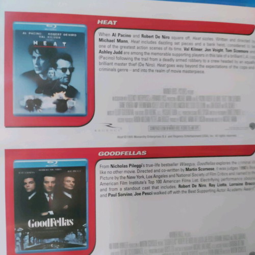 Robert De Niro Collection Blu-Ray Heat and Goodfellas like new, English subtitles