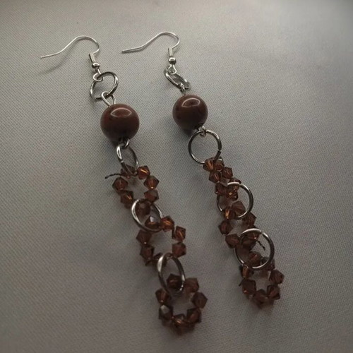 Handmade magical earrings brown and silver