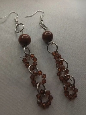 Handmade magical earrings brown and silver