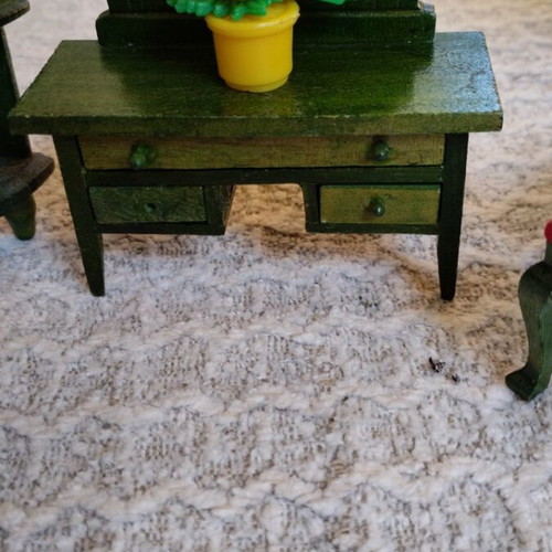 Wooden dollhouse furniture used with velvet fabric