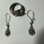 Silver ring and earrings set like new