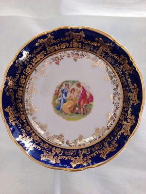 Μπολ πορσελάνης MZ Czech Republic μεταχειρισμένο, cobalt blue και χρυσό
