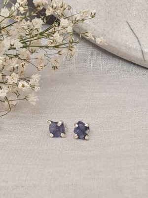 Earrings with Raw Tanzanite 925 Silver New, Unique Pair