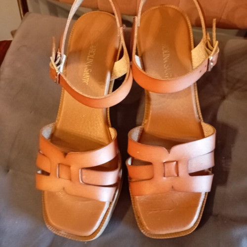 Carolina Santos summer sandals used, genuine leather, size 39, brown