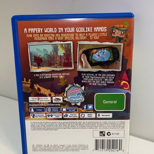 Tearaway game for PlayStation Vita like new
