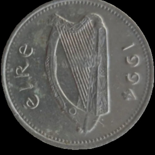 10 Pence Ireland 1999 coin, small type, Atlantic salmon design