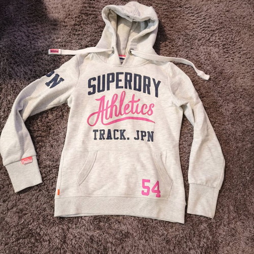 Superdry hoodie XS in very good condition, white and grey