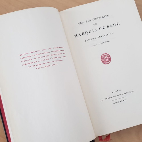 Oeuvres Complètes du Marquis de Sade volumes V-VI used