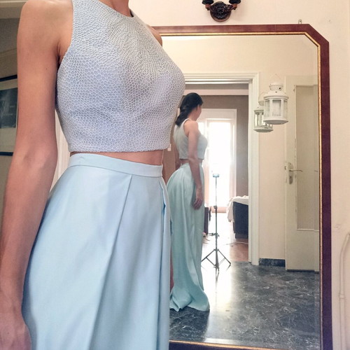 Skirt turquoise long fairy tale style with matching top like new