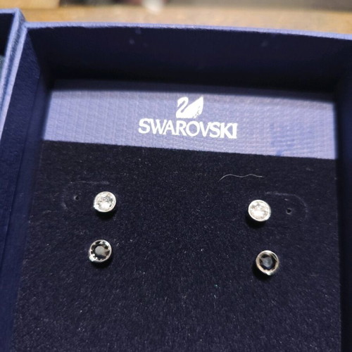 Swarovski earrings 2 sets, like new, black and white