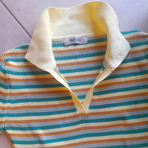Knitted 60's style blouse new, multicolor, size S