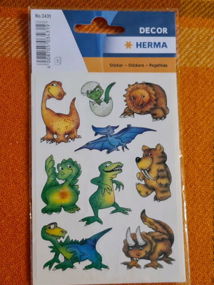 Stickers new, 3 cards with dinosaurs