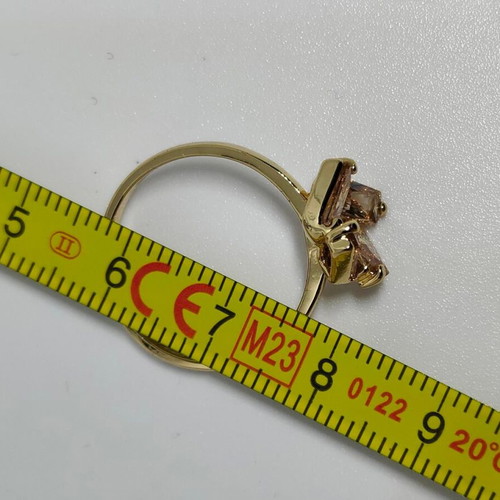 Gold ring with geometric champagne crystals like new