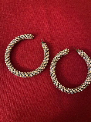 Hoop earrings with strass like new, silver
