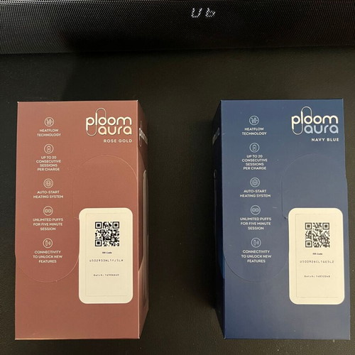 Ploom Aura vaping devices new, navy blue and rose gold