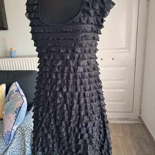 ClockHouse black mini dress XL like new with ruffles and shiny texture
