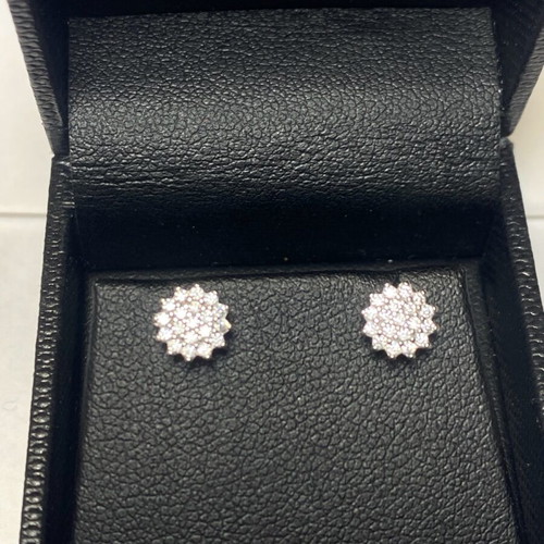 White gold 14k earrings with zirconia new, handmade