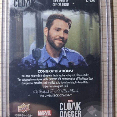 Lane Miller as Officer Fuchs Cloak Dagger Marvel autograph card Upper Deck