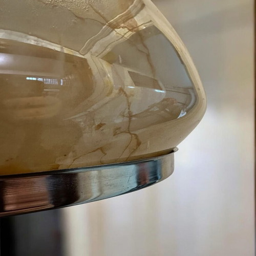 Vintage mid-century ceiling light used, glass and metal