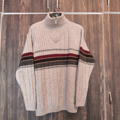 Greenfield men's knitted cardigan size XL like new, beige/grey