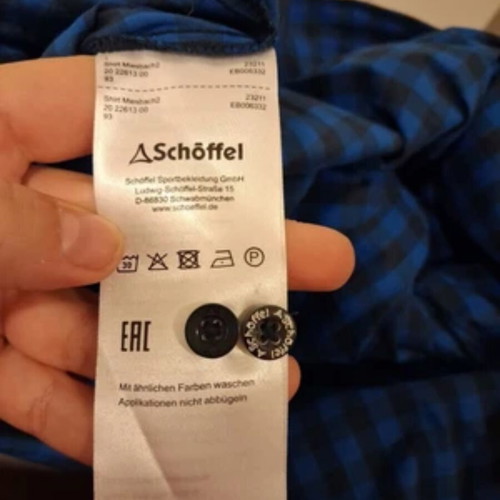 Schoffel Button Down Collared Shirt Men Size Large checked blue and black like new