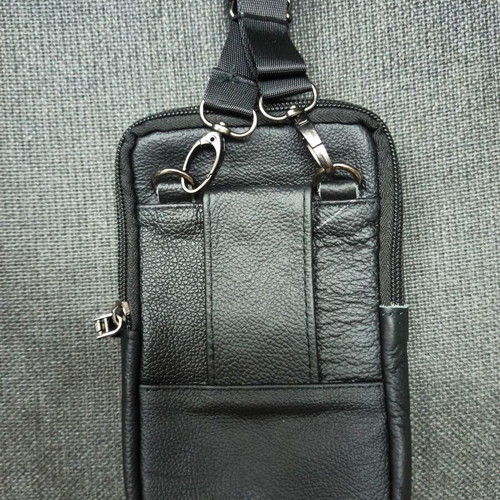 Smartphone carrying bag made of genuine leather new, black and brown