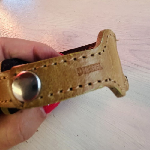 Diesel leather bracelet like new, brown and red fabric