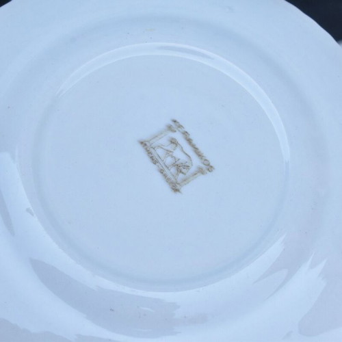 Keramikos porcelain plates set of 5 used with bird and gold details