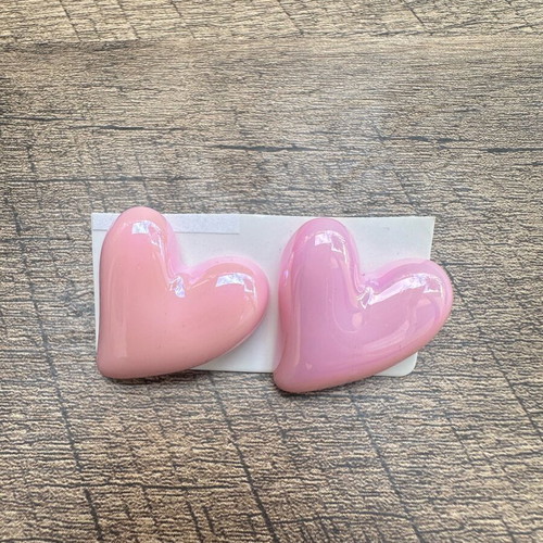 Heart earrings pink new, cute statement accessories