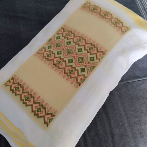 Woven cotton pillowcase new with embroidery 65x40 cm