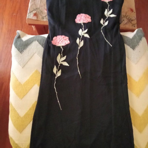 Lucifair midi strapless dress made of tulle with embroidery used