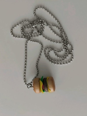 Burger necklace new handmade clay pendant