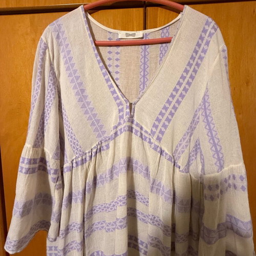 Women's dress used, cotton-linen, white one size