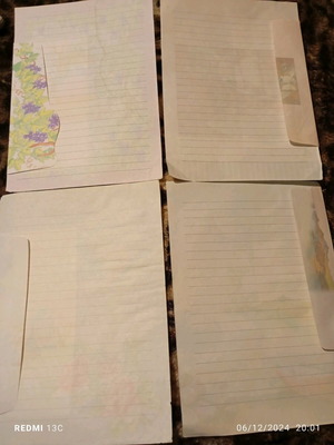 Correspondence used, 4 sets with sheets and envelopes